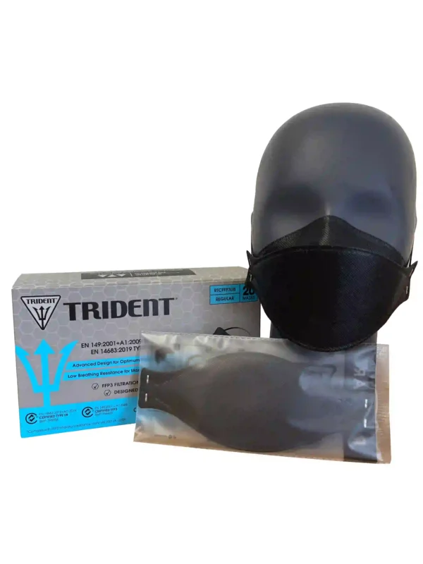 Project 3 by Trident FFP3 Black Face Mask Respirator with Head Band Straps