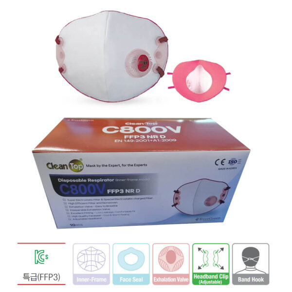 C800V FFP3 Evergreen CleanTop Inner Frame Valved Mask
