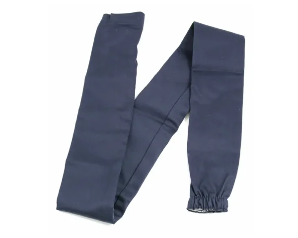 Navy SR 52091 breathing-tube hose cover with elastic cuff, crossed in a “V” shape on a white studio background.